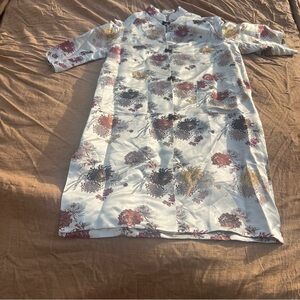 Vintage Harogomo Silk Salon Button Front Traditional Japanese Kimono